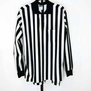Dalco Athletic Black /White Striped Referee Shirt 1/4  Zip Long Sleeve 100% Poly